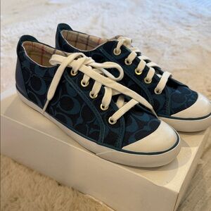 Coach Blue Plaid Barrett Sneakers -NEW